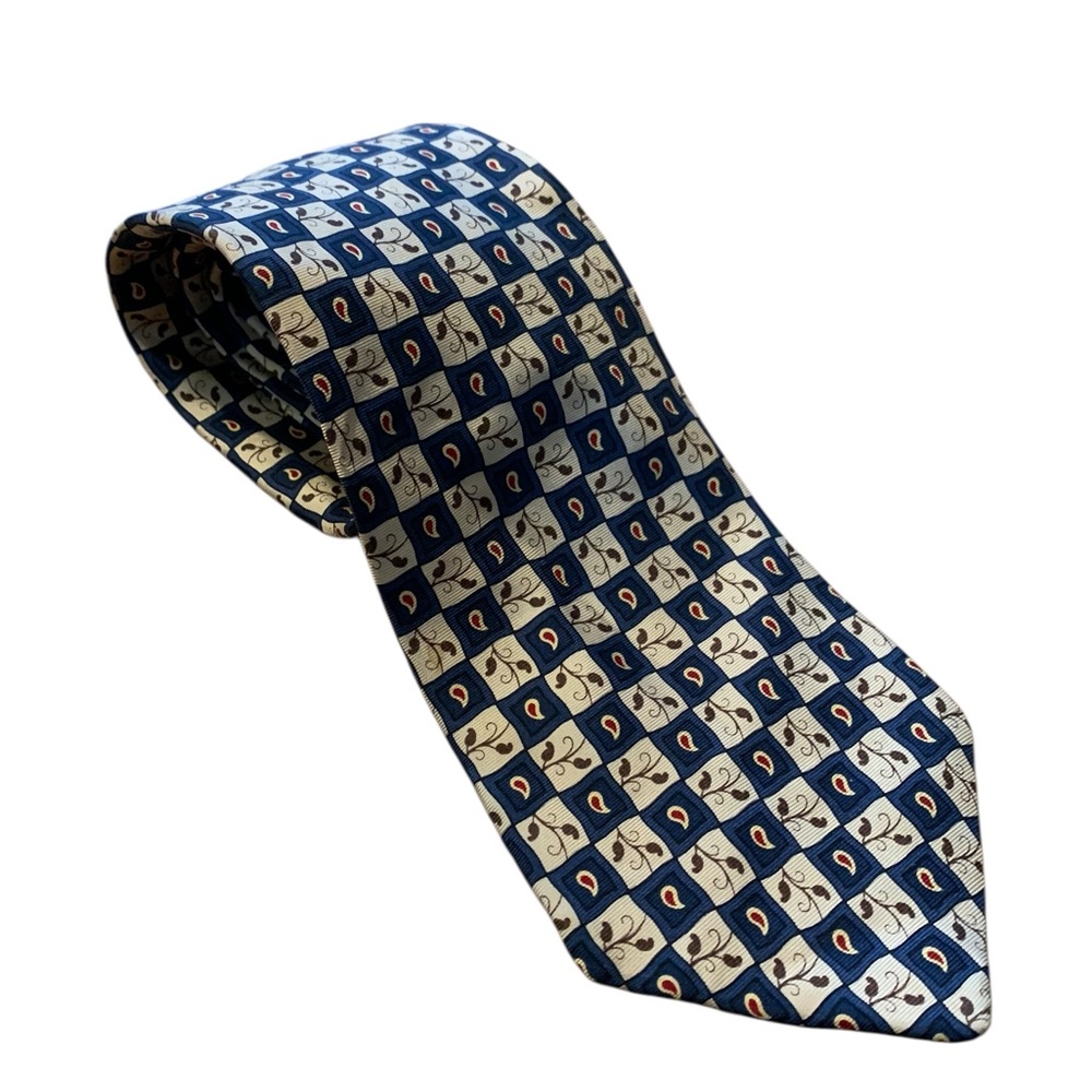 Brooks Brothers Blue and Cream Patterned Tie